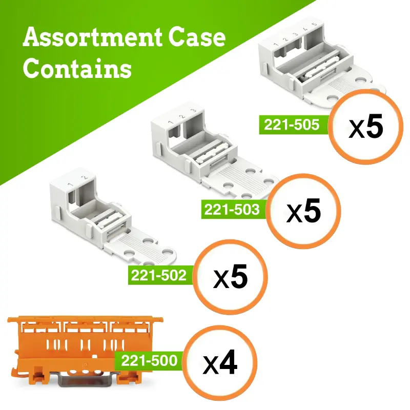 NA221-19 WAGO 221 Series 19pc Mounting Carrier 12AWG Assortment - Image 2