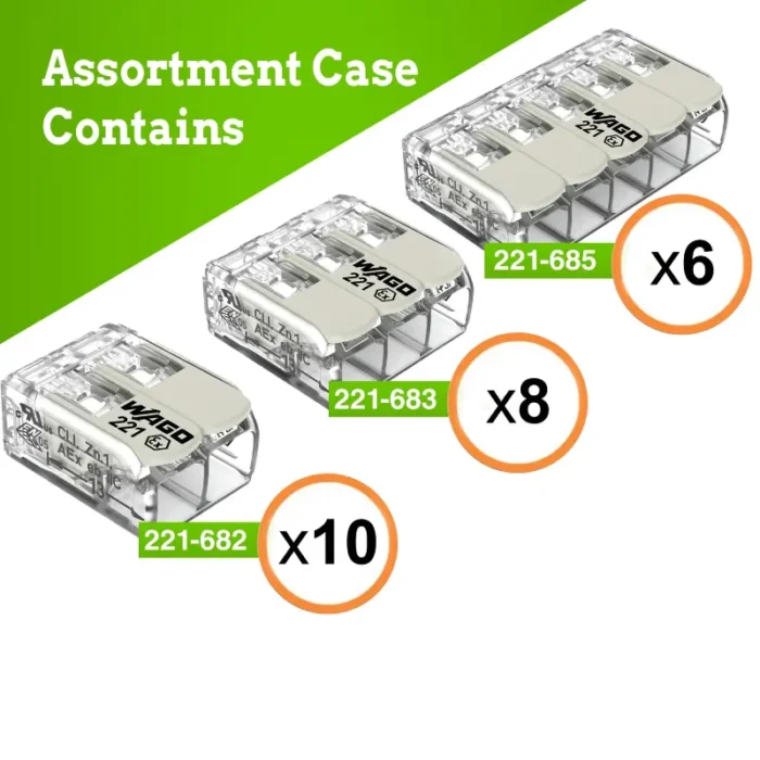 WAGO 221 Ex Series 24pc 10AWG Compact Splicing Wire Connectors Assortment - Image 2