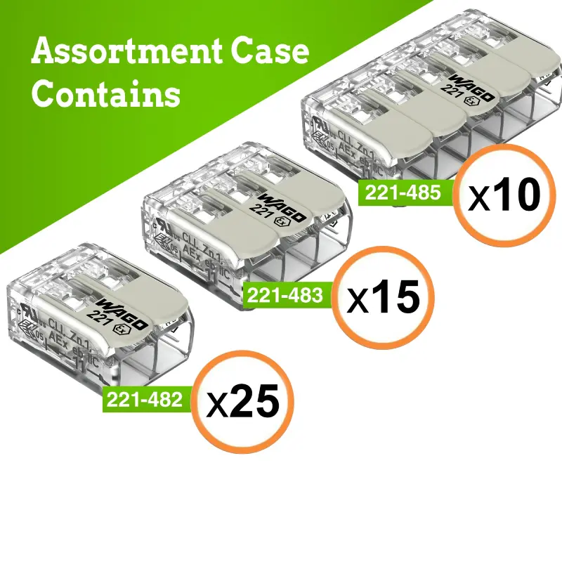 NAA221EX-50 WAGO 221 Ex Series 50pc 12AWG Compact Splicing Wire Connectors Assortment - Image 2