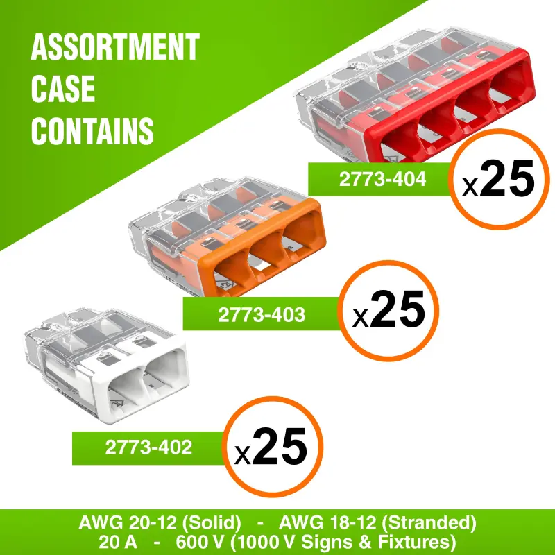 NAA2773-75 WAGO 2773 Series 75pc Push In Compact Splicing Wire Connectors Assortment - Image 2