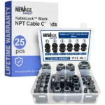 New Age America 25 PCS NPT Cable Glands - Black - KableLock