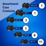 New Age America 25 PCS NPT Cable Glands - Black - KableLock - Image 2