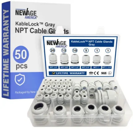 New Age America 50 PCS NPT Cable Glands - Gray - KableLock