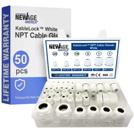 New Age America 50 PCS NPT Cable Glands - White - KableLock