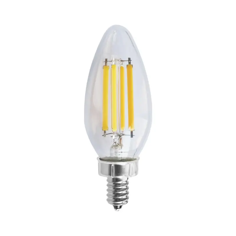 S11385 Satco S11385 8 Watt C11 LED; Clear; Candelabra base; 3000K; 90 CRI; 760 Lumens; 120 Volt - Image 2