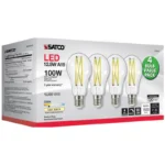 Satco S12443 12.5 Watt A19 LED; 100 Watt Replacement; Clear; Medium base; 3000K; 120 Volt; 4-Pack