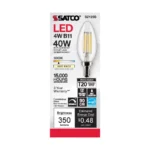 Satco S21265 4 Watt B11 LED; Clear; Candelabra base; 90 CRI; 3000K; 120 Volt