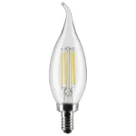 Satco S21296 4 Watt CA10 LED; Clear; Candelabra base; 90 CRI; 2700K; 120 Volt