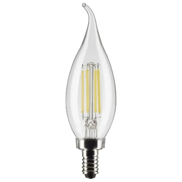 Satco S21296 4 Watt CA10 LED; Clear; Candelabra base; 90 CRI; 2700K; 120 Volt - Image 1