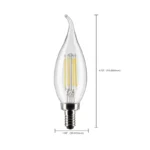Satco S21297 - 4 Watt CA10 LED; Clear; Candelabra base; 90 CRI; 3000K; 120 Volt - Image 3