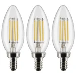 Satco S21366 4 Watt B11 LED; Clear; Candelabra base; 90 CRI; 2700K; 120 Volt; 3-Pack - Image 2