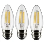 Satco S21368 - 4 Watt B11 LED; Clear; Medium base; 90 CRI; 2700K; 120 Volt; 3-Pack - Image 2