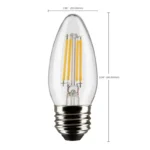 Satco S21368 - 4 Watt B11 LED; Clear; Medium base; 90 CRI; 2700K; 120 Volt; 3-Pack - Image 3