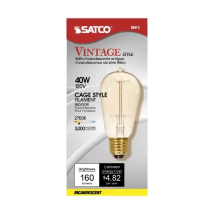 Satco S2413 40 Watt ST19 Incandescent; Clear; 3000 Average rated hours; 160 Lumens; Medium base; 120 Volt