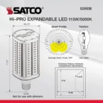 Satco S28938 110W LED HID Retrofit Shoebox Lamp - White - EX39 Base - Image 3
