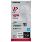 Satco S29817 - 15 Watt; A19 LED; Frosted; 4000K; Medium base; 220 deg. Beam Angle; 120 Volt
