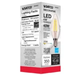 Satco S29922 4W LED Filament B11 Lamp - Clear - E12 Base - Image 2