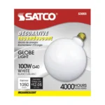 Satco S3003 100W Incandescent G40 Globe Lamp - Gloss White - E26 Base - Image 3