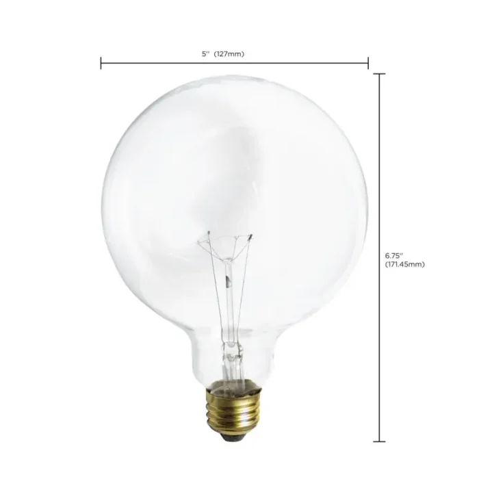 Satco S3012 60 Watt G40 Incandescent; Clear; 4000 Average rated hours; 580 Lumens; Medium base; 120 Volt - Image 3
