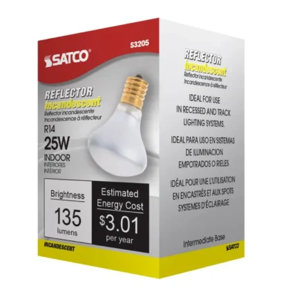 Satco S3205 - 25 Watt R14 Incandescent; Frost; 1500 Average rated hours; 135 Lumens; Intermediate base; 120 Volt