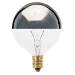 Satco S3244 25 Watt G16 1/2 Incandescent; Silver Crown; 1500 Average rated hours; 232 Lumens; Candelabra base; 120 Volt