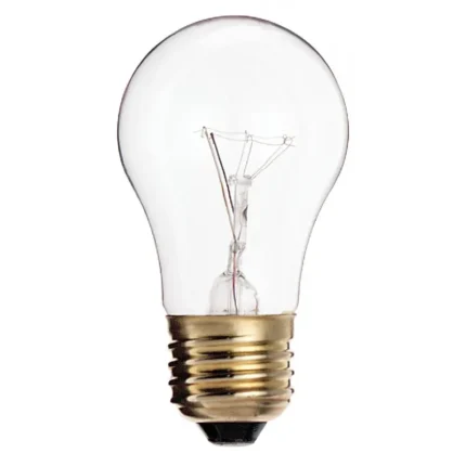 Satco S3720 40 Watt A15 Incandescent; Clear; Appliance Lamp; 2500 Average rated hours; 300/225 Lumens; Medium base; 130/120 Volt; Carded