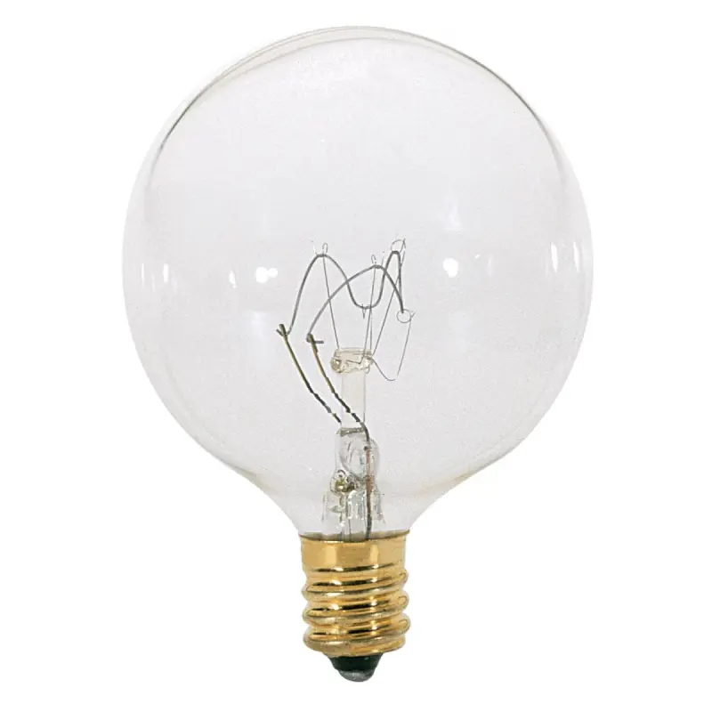 S3821 Satco S3821 - 15 Watt G16 1/2 Incandescent; Clear; 1500 Average rated hours; 114 Lumens; Candelabra base; 120 Volt - Image 1