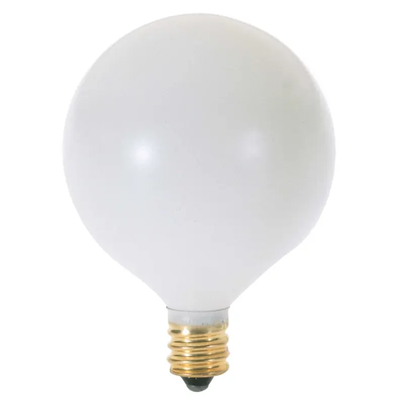 S3825.webp Satco S3825 25W Incandescent G16.5 Globe Lamp - Satin White - E12 Base - Image 1