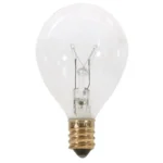 Satco S3844 10 Watt G12 1/2 Pear Incandescent; Clear; 1500 Average rated hours; 60 Lumens; Candelabra base; 120 Volt