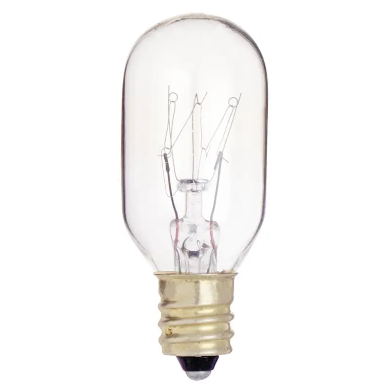 S3907 Satco S3907 - 25 Watt T8 Incandescent; Clear; 2500 Average rated hours; 190 Lumens; Candelabra base; 130 Volt - Image 1