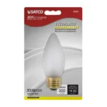 Satco S4742 40 Watt B10 Incandescent; Frost; 2000 Average rated hours; 300 Lumens; Medium base; 120 Volt; 2-Card