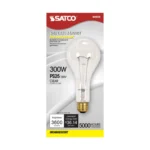 Satco S4959 - 300 Watt PS25 Incandescent; Clear; 5000 Average rated hours; 3600 Lumens; Medium base; 130 Volt