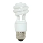 Satco S7211 9W Compact Fluorescent T2 Spiral Lamp - White - E26 Base
