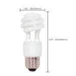 Satco S7211 9W Compact Fluorescent T2 Spiral Lamp - White - E26 Base - Image 3