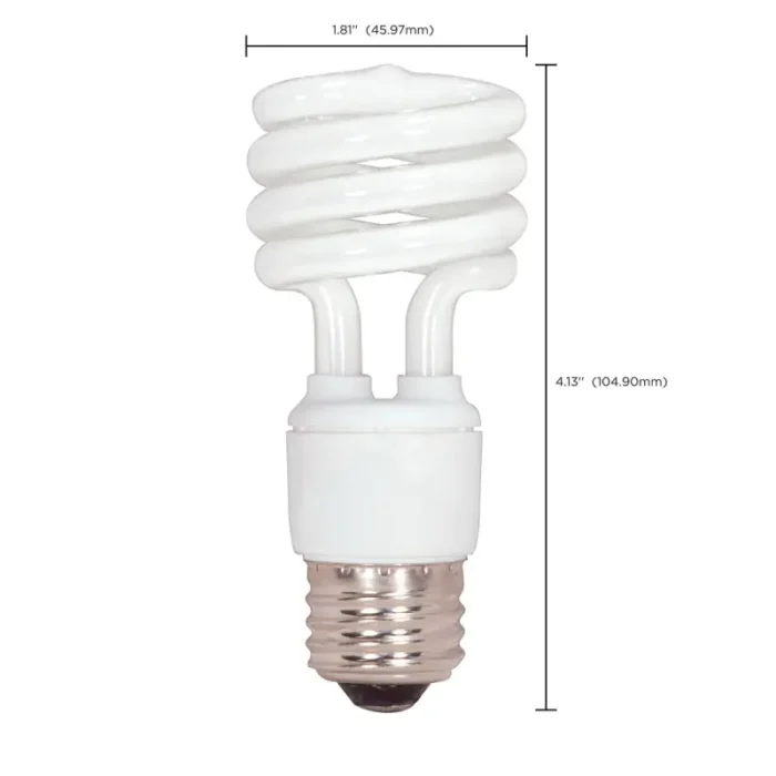 Satco S7217 13 Watt; Mini Spiral Compact Fluorescent; 2700K; 82 CRI; Medium base; 120 Volt - Image 3