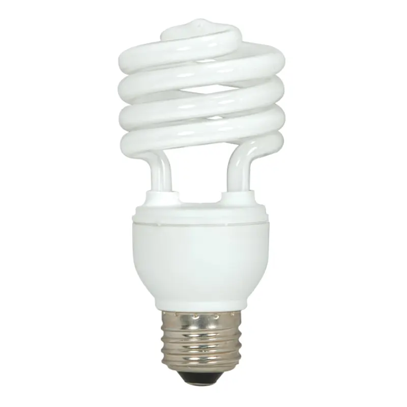 S7225.webp Satco S7225 18W Compact Fluorescent T2 Spiral Lamp - Gloss White - E26 Base - Image 1