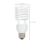 Satco S7231 26W Compact Fluorescent T2 Spiral Lamp - White - E26 Base - Image 3