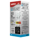 Satco S8201 9W LED Mini Spiral Compact Fluorescent Lamp 2700K, GU24 Base - Image 2