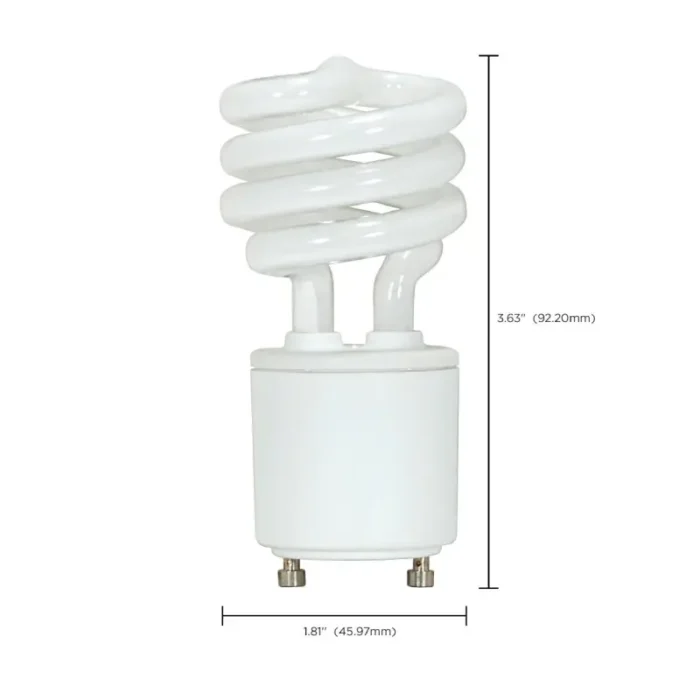 Satco S8203 13 Watt; Mini Spiral Compact Fluorescent; 2700K; 82 CRI; GU24 base; 120 Volt - Image 3