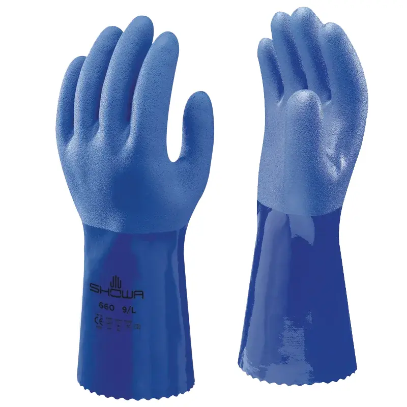 SHOWA 660.1 SHOWA 660 Triple Dipped PVC Coating Chemical Protection Gloves - Size 10 - XL - 12 Pairs - Image 1
