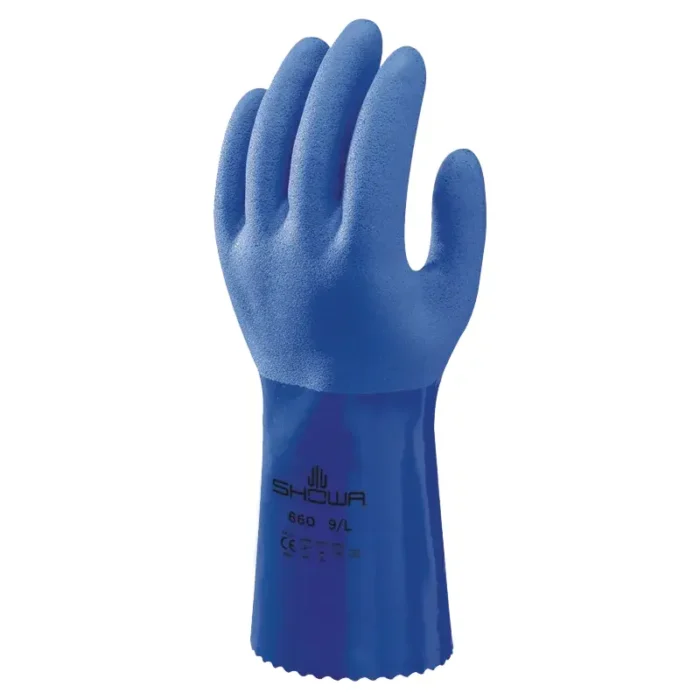 SHOWA 660 Triple Dipped PVC Coating Chemical Protection Gloves - Size 8 - M - 12 Pairs - Image 2