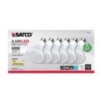 Satco S11471 8.5 Watt; BR30 LED; 3000K; 80 CRI; Medium Base; 120 Volts; Dimmable; 6-pack