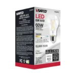 Satco S12416 8 Watt LED A19; Clear; Medium Base; 3500K; 90 CRI; 120 Volt