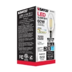 Satco S21274 5.5 Watt B11 LED; Clear; Candelabra base; 90 CRI; 3000K; 120 Volt
