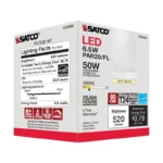 Satco S29406 6.5 Watt; PAR20 LED; 3000K; 40 deg. Beam Angle; Medium base; 120 Volt