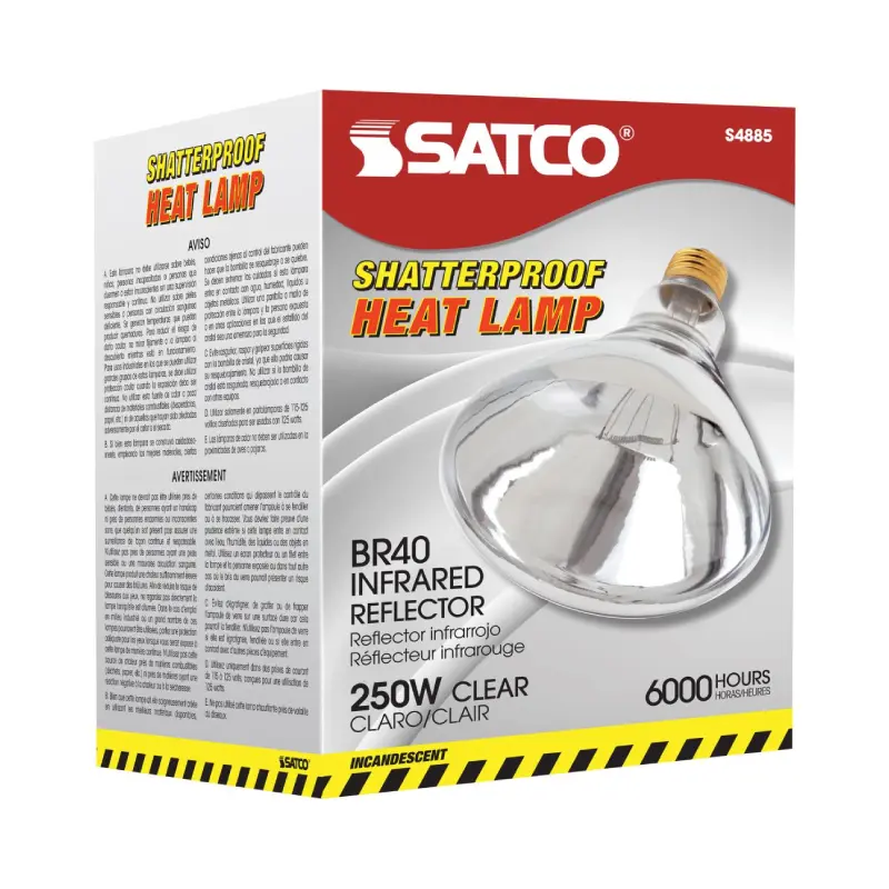 Satco S4885 250 Watt R40 Incandescent; Clear Heat; 6000 Average rated hours; Medium base; 120 Volt; Shatter Proof Satco S4885 250 Watt R40 Incandescent; Clear Heat; 6000 Average rated hours; Medium base; 120 Volt; Shatter Proof - Image 1