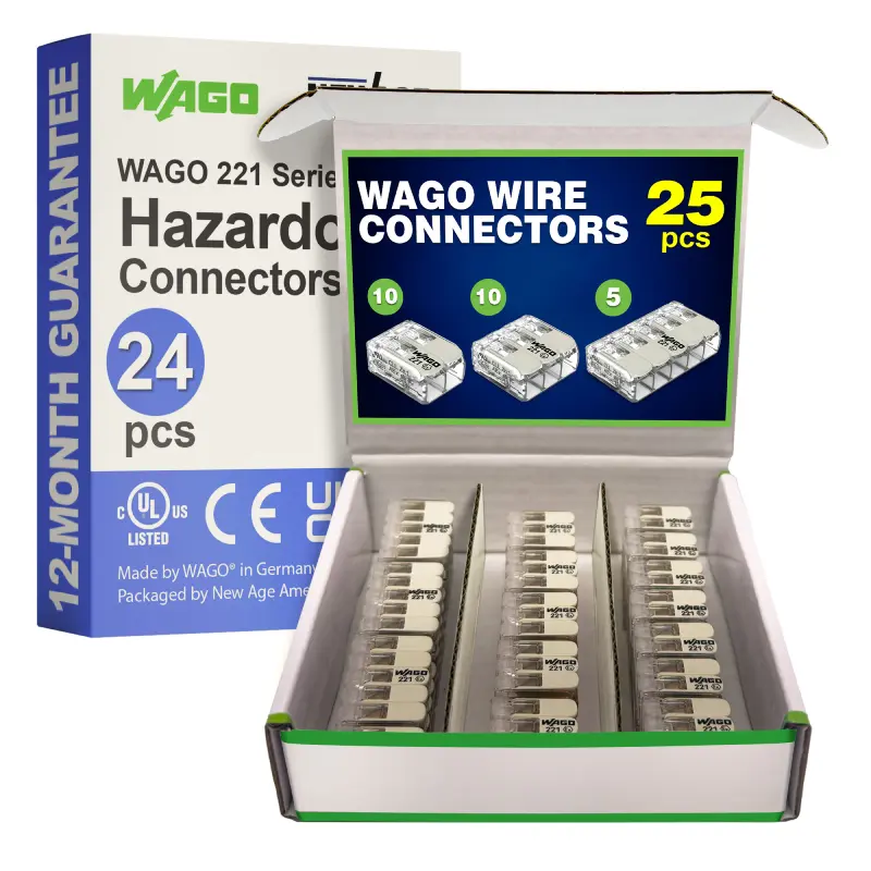 WAGO 221 Ex Series 25pc 12AWG Compact Splicing Wire Connectors Assortment WAGO 221 Ex Series 25pc 12AWG Compact Splicing Wire Connectors Assortment - Image 1