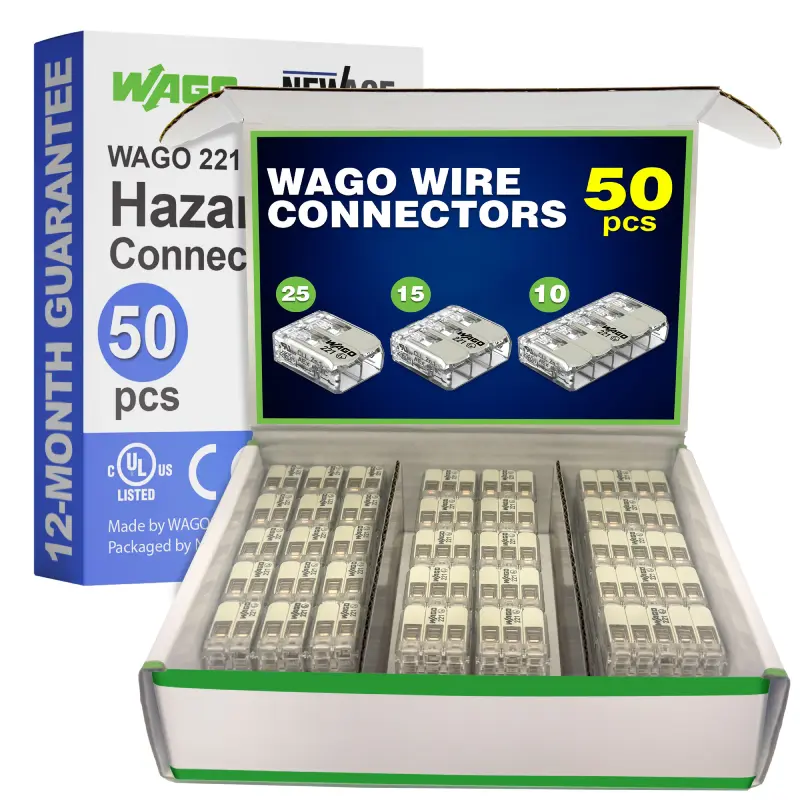 WAGO 221 Ex Series 50pc 12AWG Compact Splicing Wire Connectors Assortment WAGO 221 Ex Series 50pc 12AWG Compact Splicing Wire Connectors Assortment - Image 1