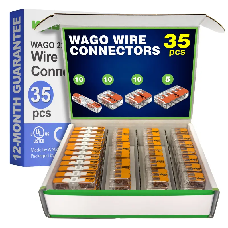 WAGO 221 Series 35pc Compact Splicing Wire Connectors Assortment WAGO 221 Series 35pc Compact Splicing Wire Connectors Assortment - Image 1