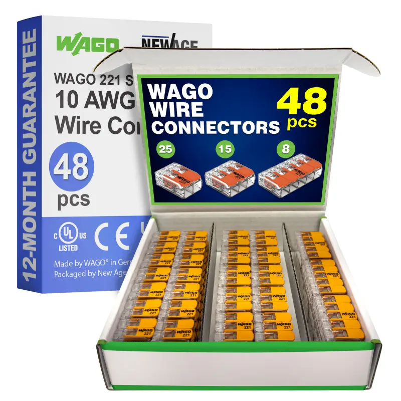WAGO 221 Series 48pc 10 AWG Compact Splicing Wire Connectors Assortment WAGO 221 Series 48pc 10 AWG Compact Splicing Wire Connectors Assortment - Image 1